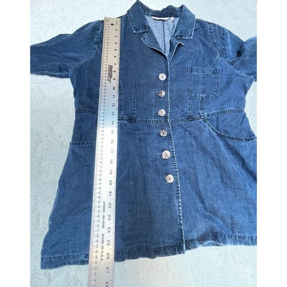 Soft Surroundings Womens Button Front Chambray Tunic Top Jacket Petite Medium - Picture 10 of 10